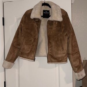 Hollister Tan Faux Shearling Jacket with Cream Lining